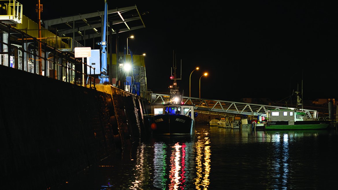 Port de pêche de l'Herbaudière la nuit