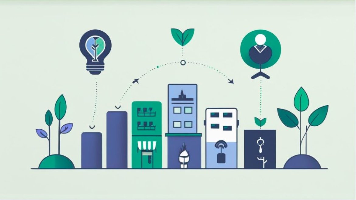 Illustration bâtiments d'entreprises et plantes