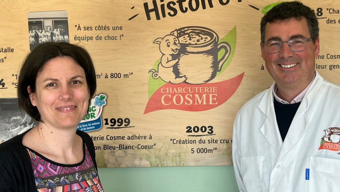 Cécile François, responsable des ressources humaines, et Frédéric Lalande, dirigeant de la Charcuterie Cosme.